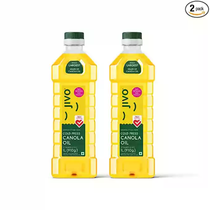 Jivo Canola Cold Press Edible Oil Pack of 2, 1 Litre each | Healthy Cooking Oil for Daily use | Recommended by Indian Medical 